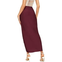 Elastična pukotina asimetrična casual čvrsta struka maxi visoka omotana suknja ženska suknja