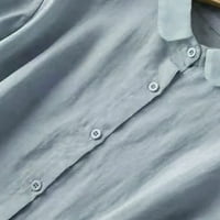 Zhizaihu ženske bluze kratkih rukava Dugme Ležerne prilike uredske majice u okruglom vratu Slučajna