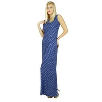 Bimba Ženska plava dugačka maxi haljina boemska casual odjeća ljetna haljina