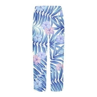 Xysaqa muške ljetne casual posteljine harems hlače, muški havajski cvjetni ispis elastični struk baggy