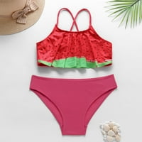 Dječja kupaći kostim Djevojka Voće Peplum lubenica Print Dva bikinija setovi Plaža Nosite djevojke Kupanje