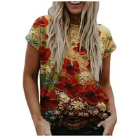 Strungten ženska majica za majicu Grafički vintage Print Okrugli vrat Na vrhu Baš otvorenih vrhova Maxi