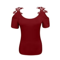 Ženski vrhovi okrugli izrez labava bluza Solidne boje ženske majice s kratkim rukavima Ljetno vino 2xl