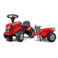 Falk Massey Ferguson Vožnja i push-Duž traktor sa prikolicom i alatima za godinu djece, crvena