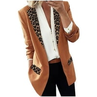 Aboser ženski blazer trendy leopard print kardigan casual rever dugih rukava dugme za dugme Radni kaput