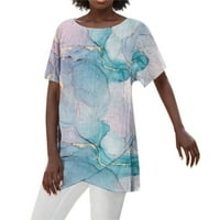 Fabiurt bluza za žene Žene Ljeto Ležerne prilike Udobni blok u boji Print okrugli vrat Majica kratkih