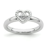 Sterling srebrni srčani dijamantski prsten veličine 10. S Love Spackible Fanceo Cvjetni nakit Idealni