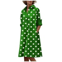 Ženske haljine V-izrez modne tiskane koljena dužina koljena A-Line Summer rukava haljina zelena l