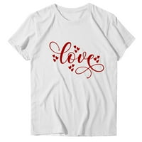 Smiješne majice za žene Valentinovo tiskani O-izrez kratkih rukava TOP Ležerna labava bluza Streetwear