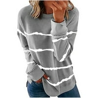 Puntoco Plus Veličina vrhova, ženska majica s dugim rukavima Jesen tiskanje labavo bluza vrhova siva