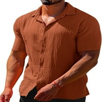 HAITE muškarci vrhovi gumb prema donjim majicama kratki rukav bluza za odmor majica plaža rever vrat