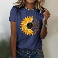 Košulje za žene Grafičke majice Suncokretornice ispisano O vrat majica Sat Fit Floral tiskane majice