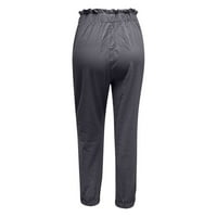 Puntoco ženske hlače za čišćenje žena ljeto labavo pamuk i posteljina džepa čvrste pantalone Hlače Sive