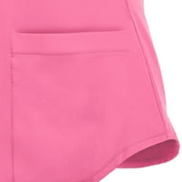 Lyylayray bluza za žene Žene kratkih rukava V-izrez V-izrez Radni džepni bluza u boji Pink XL