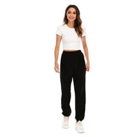 Ženske ležerne hlače Duksevi elastične visokog struka Atletski joggers Lounge hlače sa džepovima