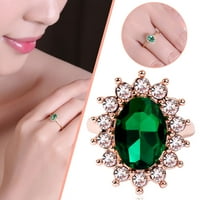 Verpetridure Luksuzni elegantni dijamantni zeleni sunce cvijet cirkon probijen prsten ženski nakit zeleni