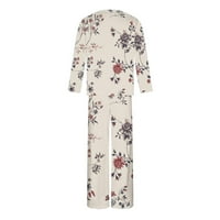Posijego žensko cvjetno tiskovina pidžama udobne meke dugih rukava Capri hlače koje odgovaraju set salona