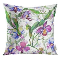 Cvjetni uzorak za orhideju divljih krugova u akvarelskom stilu Puno ime biljke akvarel divlja za jastučnicu
