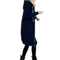 Tking modne žene topli patentni patentni zatvarač Otvoreni duksevi dugi kaput jakna dugačak kaput vrhova
