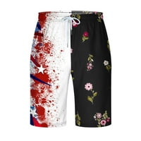QOLATI Swim trunks za muškarce Trendy Američka zastava Cvjetni patchwork Print Platform Board Shorts