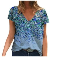 Ženske košulje Ženska modna casual plus veličina Scenic Cvijeće Štampanje okruglih vrata majice plavi