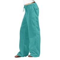Ženske hlače Casual Solid Color Labavi džepovi Elastični pojas struk duge pantalone za žene za žene