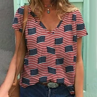 Odeerbi 4. juli Patriotska košulja za žene modni ljetni vintage štampanje Bluza kauzalne majice kratkih