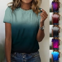 Ženska ljetna majica casual okruglica na vrhu vrata okrugli vrat kratkih rukava tiskane majice tunika