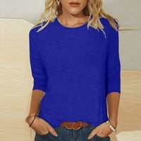 Bluze za žene Dressy Ležerne modne čvrste majice Srednja rukava rukava Bluza Okrugli vrat Ležerne prilike
