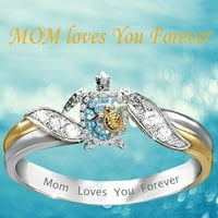 Umitay Healthy Turtle Inlaid Circon Lično prsten Girl Majčin dan Poklon Jewelr 7