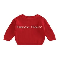 Bagilaanoe Toddler Baby Girl Božićni pleteni džemper s dugim rukavima Pismo Pulover 3T Topli skačečići