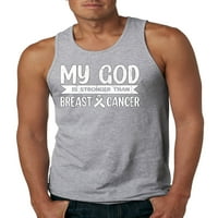 Divlji Bobby moj Bog je jači od raka dojke bijeli tjesnac za dojke, muškarci tenk, heather siva, 3x-velika