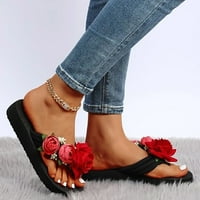S za žene Sandale široke papuče za žene dame Ljeto Flip flops Otvoreno TOE Cvijeće boemske sandale Ležerne