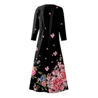 Haljine za žensko čišćenje ljetne haljine Ležerne prilike tiskane udobne modne rukave crni xxl