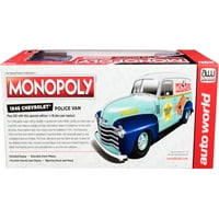 Kombi policije Chevrolet Panel sa gospodinom Monopoly Figurine Monopoly Diecast model automobila Autoworld