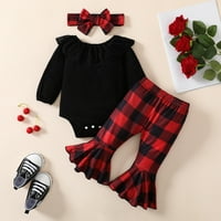 Durtebeua Toddler Baby Girl Suknje Outfit Suktion Set Print Dugih rukava Tors + Flare pantalone 18-mjeseci
