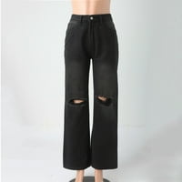 Vedolay Womens za pantalone Ženske kontrole trbuha visokog struka Classic Skinny Traperice, Crni XL