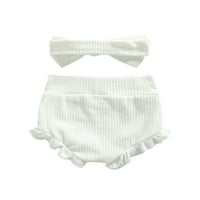 Qinghua novorođene dječje dječake Djevojke pamučne čvrste boje udobne blokade kratke hlače Outfits bijeli