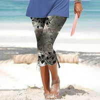 Plaža Capri za ženske ležerne ljetne cvjetne tiske elastične pojaseve kaprim ruganje strije Slim Cropped