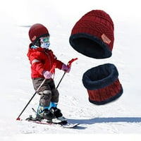 Bazyrey Kids Winter Toar Pleted Hat i Scarf pleteni poklopac Fleece debeli Knit kapa za dječake i djevojke