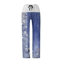 Hanas ženske modne casual labave široke noge joga hlače, cvjetni tisak visoki struk ugodne pantalone