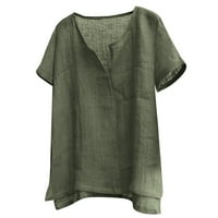 Fsqjgq Muška pamučna Henley majica Majica s kratkim rukavima - Bluza za izrez Casual Comfort yoga majice