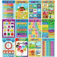 Edukativni posteri za predškolce Dječje dječje dječje vrtić učionice, slova, brojevi, oblici, boje,