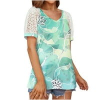 Ljetna bluza Ženska čipka majica s kratkim rukavima V izrez T-majica Dressy Casual top raslan kratki