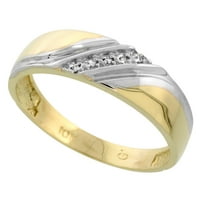 10k žuti zlatni mens dijamantski vjenčani prsten za muškarce 0. CTTW Sjajni rez širok veličine 8.5