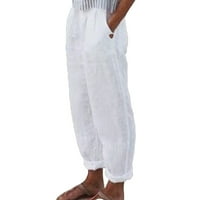 Žene Čvrsto posteljina pantring pantne casual bager-elastična struka pantalona široka noga pant sa džepom