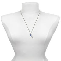 Delight nakit silvertone mali plavi kristalni kristalni šark silverzirani čuvar anđeoski bar šarm ogrlica,