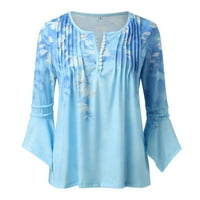 Košulje za žene labave fit jesen i zimski vintage tiskani V izrez Tanke prugaste bluze Thirste Žene