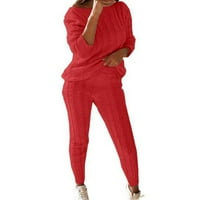Kompozicije za žene za žene čvrsti okrugli vratni kabel pletenog toplog loungewear odijelo set Workout
