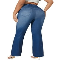 Seksi ples žene tiskane traper flare hlače prevelike lažne traperice plus veličina zvona donje noseće